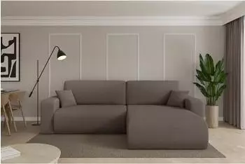 ALTDECOR BERY-L Ecksofa mit Schlaffunktion Boucl&eacute; braun 276x193x88cm (800002086014)