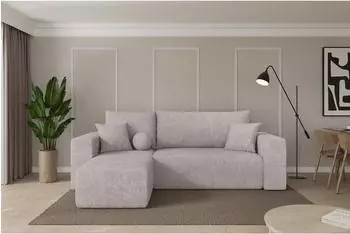 ALTDECOR SENO-L Ecksofa mit Schlaffunktion, Velours, hellgrau, 249x139x85cm (800002085875)