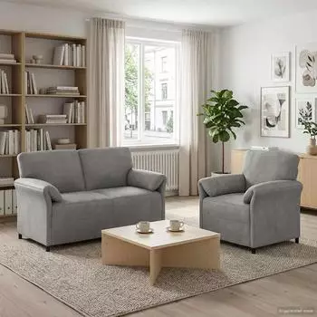 vidaXL Sofa-Set 2-teilig, hellgrau, Samt (3424899)