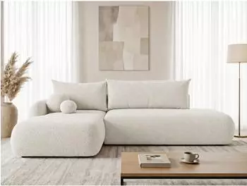 Sofnet NETO Ecksofa Boucl&eacute;-Stoff, Schlaffunktion, Bettkasten, L-Form 300x187cm