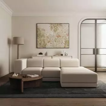 Selsey Novals Ecksofa L-Form, 4-Sitzer, Chenille, beige (278x168cm)