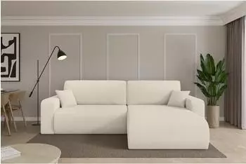 ALTDECOR BERY-L Ecksofa mit Schlaffunktion Boucl&eacute; beige 276x193cm (800002085979)