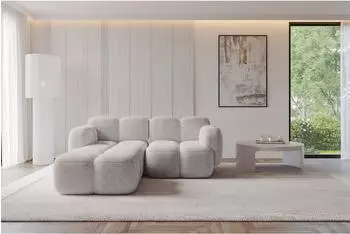 ALTDECOR Miko-L1 Ecksofa L-Form Velours hellgrau 214x205cm (800001833836)