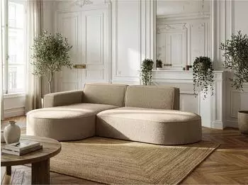 WFL GROUP Hana Ecksofa L-Form 3-Sitzer, Boucl&eacute;, dunkelbeige (800002100714)