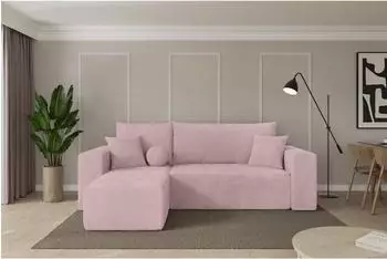 ALTDECOR SENO-L Ecksofa mit Schlaffunktion, Cord, rosa, 249x139x85cm (800002085873)