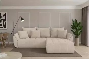 ALTDECOR TOKO-L Ecksofa mit Schlaffunktion, Velours, beige, 277x194cm (800002085416)