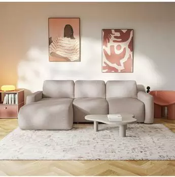 Selsey Carnos Mini Ecksofa mit Schlaffunktion, Chenille, beige, 238x164cm