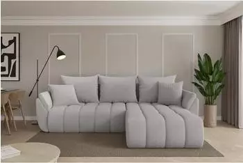 ALTDECOR TOKO-L-v1 Ecksofa mit Schlaffunktion, Boucl&eacute; hellgrau, 277x194cm (800002085500)