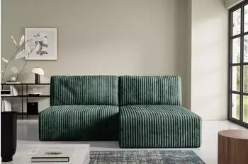 Fun M&ouml;bel NATALIA XS Ecksofa mit Schlaffunktion, Stoff Tilia, gr&uuml;n, Ottomane rechts
