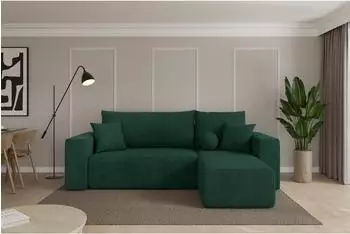 ALTDECOR SENO-L Ecksofa mit Schlaffunktion Velours gr&uuml;n 249x139x85cm (800002085434)