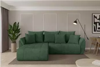 ALTDECOR TOKO-L Ecksofa mit Schlaffunktion, Cord, dunkelgr&uuml;n, 277x194cm (800002085700)