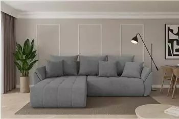 ALTDECOR TOKO-L Ecksofa mit Schlaffunktion, Velours grau, L-Form 277x194cm (800002085703)