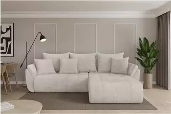 ALTDECOR TOKO-L Ecksofa mit Schlaffunktion, Cord, creme, 277x194cm (800002085424)