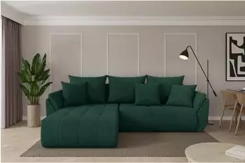 ALTDECOR TOKO-L Ecksofa mit Schlaffunktion, Velours, gr&uuml;n, 277x194x86cm (800002085694)