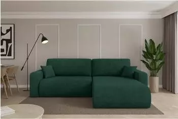 ALTDECOR BERY-L Ecksofa mit Schlaffunktion Velours, gr&uuml;n, 276x193x88cm (800002086024)