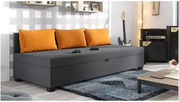 Sofnet Misti III Schlafsofa mit Bettkasten, graphit/orange (Lux 06 + Lux 09)