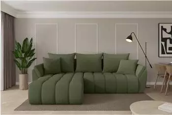 ALTDECOR TOKO-L-v1 Ecksofa mit Schlaffunktion, Boucl&eacute;, olivgr&uuml;n, 277x194cm (800002086000)