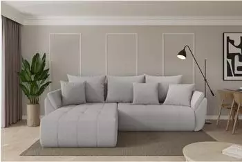 ALTDECOR TOKO-L Ecksofa mit Schlaffunktion, hellgrau Boucl&eacute;, 277x194cm (800002085720)