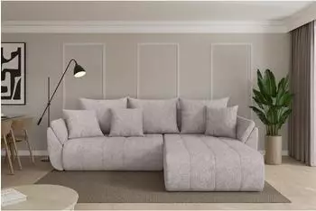 ALTDECOR TOKO-L Ecksofa mit Schlaffunktion, Velours, hellgrau, 277x194x86cm (800002085428)