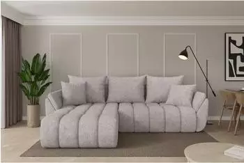ALTDECOR TOKO-L-v1 Ecksofa mit Schlaffunktion, Velours, hellgrau, 277x194x86cm (800002085997)