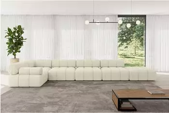 ALTDECOR Felto-L3 Ecksofa L-Form 7-Sitzer, Boucl&eacute; beige, 475x190cm (800001554916)