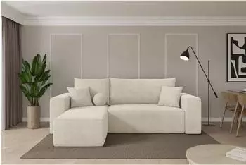 ALTDECOR SENO-L Ecksofa mit Schlaffunktion, Velours, creme, 249x139x85cm (800002085886)