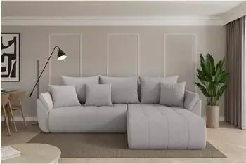 ALTDECOR Toko-L Ecksofa mit Schlaffunktion, hellgrau Boucl&eacute;, 277x194cm (800002085399)