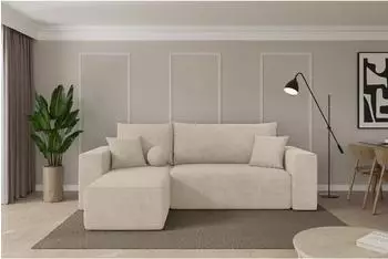 ALTDECOR SENO-L Ecksofa mit Schlaffunktion, Velours, beige, 249x139cm (800002085877)