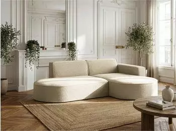 WFL GROUP Hana Ecksofa L-Form 3-Sitzer, Boucl&eacute;, beige (800002100720)