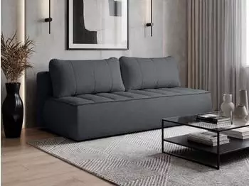 Beautysofa DORIS 2-Sitzer Schlafsofa mit Bettkasten, Chenille, schwarz (800001886271)