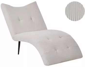 Beliani Quilly Chaiselongue Cord taupe, beidseitig, Metallbeine