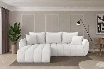 ALTDECOR TOKO-L-v1 Ecksofa mit Schlaffunktion L-Form, Boucl&eacute;, wei&szlig; (800002085987)