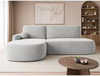 Mirjan24 Loridu O Premium Ecksofa L-Form mit Schlaffunktion & Bettkasten, silber (800002079889)