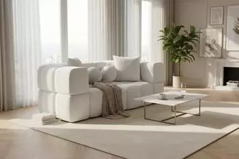 Fun M&ouml;bel VEGA 3-Sitzer Sofa Strukturstoff Egon, wei&szlig;