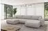 ALTDECOR BERY-U Wohnlandschaft U-Form mit Schlaffunktion, hellgrau, Velours, 377x193x88cm (800002085778)