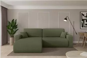 ALTDECOR BERY-L Ecksofa mit Schlaffunktion, Boucl&eacute;, olivgr&uuml;n, 276x193cm (800002085646)