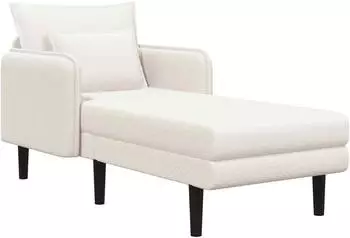 vidaXL Chaiselongue groß, Bouclé, creme (mit Kissen und Holzfüßen)