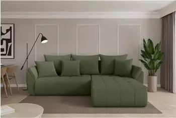ALTDECOR TOKO-L Ecksofa mit Schlaffunktion, Boucl&eacute;, olivgr&uuml;n, 277x194cm (800002085419)