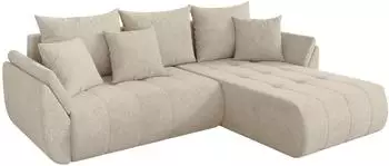 ALTDECOR TOKO-L Ecksofa mit Schlaffunktion, Velours, creme, 277x194x86cm (800002085394)