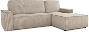 Sofnet Totti L Ecksofa mit Schlaffunktion & Bettkasten, Cord, beige, rechts (Poso 100)