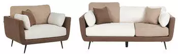 Beliani Bolga Wohnzimmer-Set 4-Sitzer, Stoff, braun (805521)