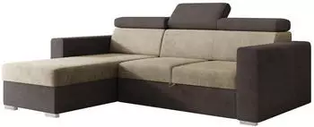 Mirjan24 Pedro 2rLC Eckschlafsofa L-Form mit Bettkasten, hellbraun/braun (800002099007)