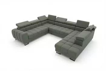Fun Möbel BASTIEN XL Schlafsofa Stoff Gemma, dunkelgrün, Ottomane rechts