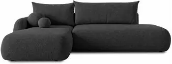 Sofnet Neto Ecksofa L-Form mit Schlaffunktion & Bettkasten, Boucl&eacute;, schwarz