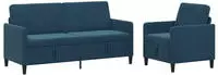 vidaXL Sofa Set mit Stauraum 2 stk. Blau Polyester
