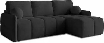 Sofnet Nubo Ecksofa mit Schlaffunktion & Bettkasten, Boucl&eacute;, schwarz (Coral 60)
