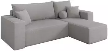 ALTDECOR SENO-L Ecksofa mit Schlaffunktion, Boucl&eacute; hellgrau, 249x139cm (800002085388)
