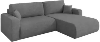 ALTDECOR BERY-L Ecksofa mit Schlaffunktion, Velours, grau, 276x193cm (800002086003)