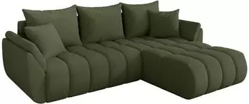 ALTDECOR TOKO-L-v1 Ecksofa mit Schlaffunktion, Bouclé olivgrün, 277x194cm