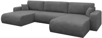ALTDECOR Bery-U Wohnlandschaft U-Form mit Schlaffunktion & Bettkasten, Cord, dunkelgrau, 377x193x88cm (800002085782)